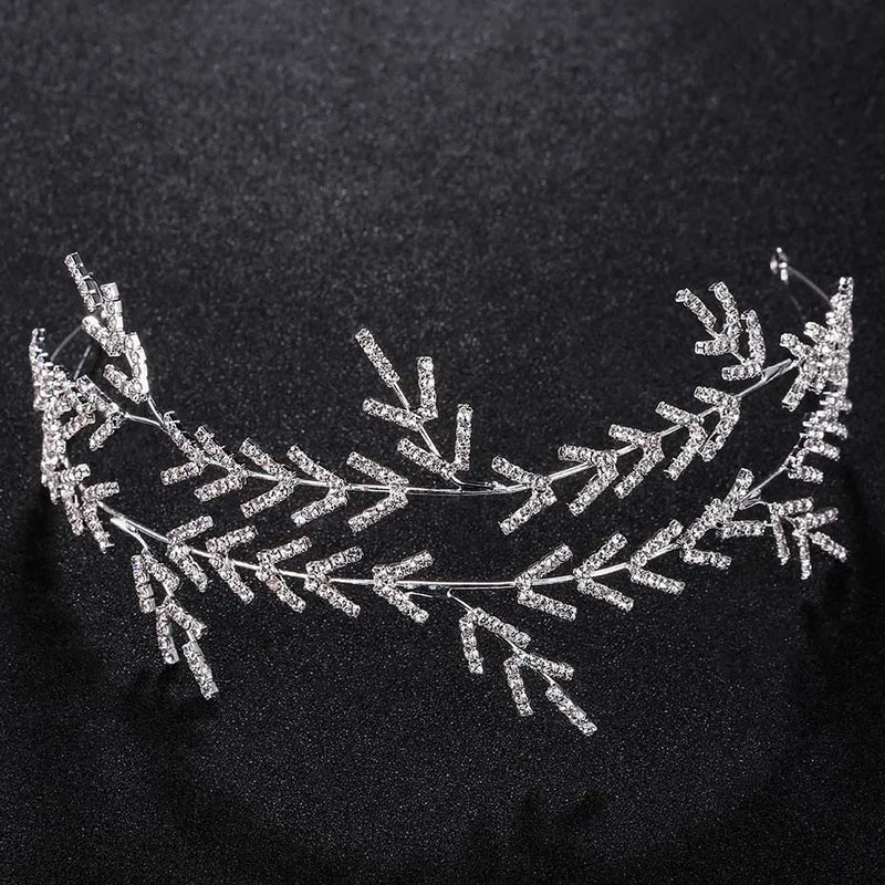 Silver Rhinestone Bridal Headband Tiara Crown