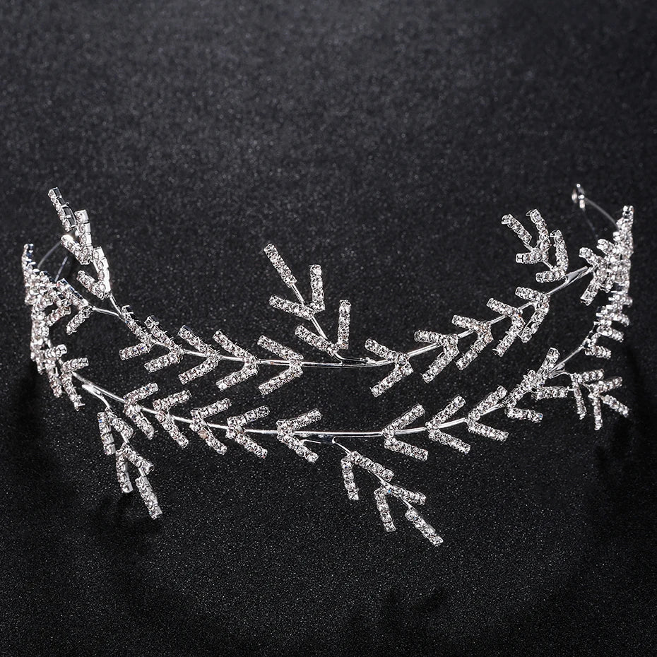 Silver Rhinestone Bridal Headband Tiara Crown