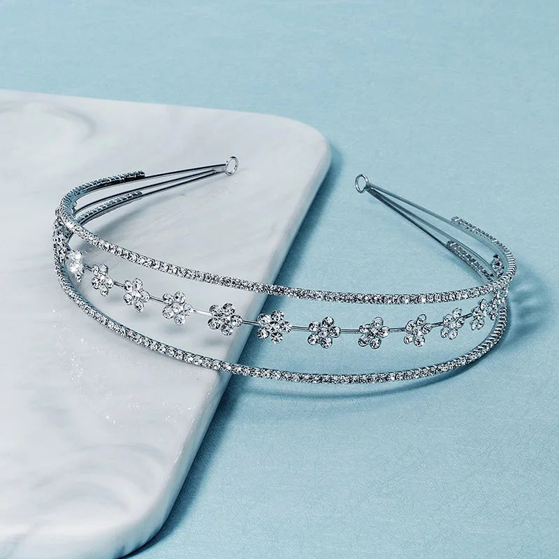 Silver Rhinestone Headband Wedding Crown Bridal Hair Jewelry
