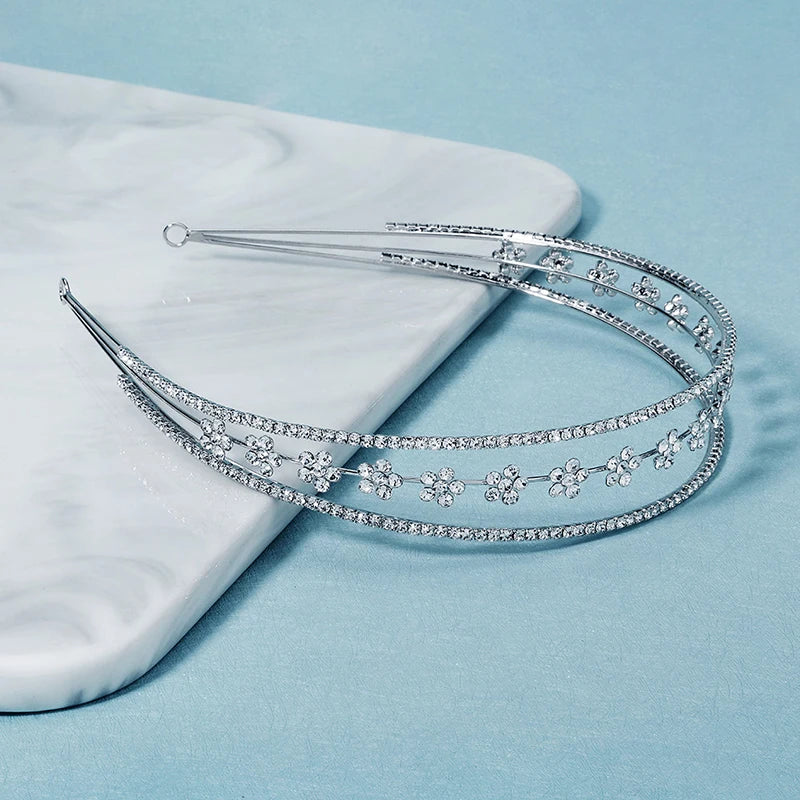 Silver Rhinestone Headband Wedding Crown Bridal Hair Jewelry