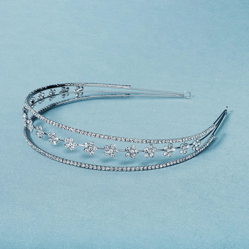 Silver Rhinestone Headband Wedding Crown Bridal Hair Jewelry