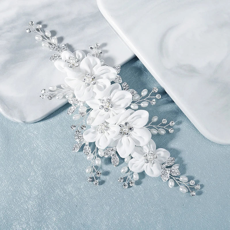Silver Flower Hair Comb Clips Wedding Bridal Hair Jewelry