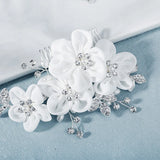 Silver Flower Hair Comb Clips Wedding Bridal Hair Jewelry