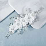 Silver Flower Hair Comb Clips Wedding Bridal Hair Jewelry