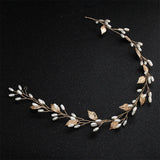 Alloy Leaf Pearls Headband Crown Wedding Hair Vine Jewelry Accessories