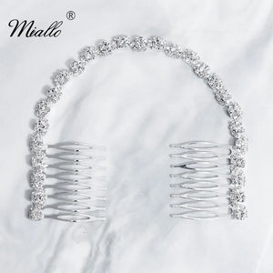 Wedding Long Hair Comb Silver Crystal Bridal Hair Accessories