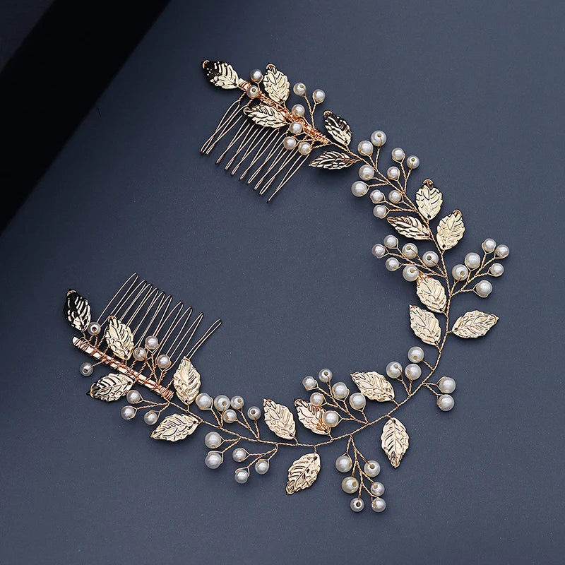 Bridal Leaf Hair Comb Women Hair Pins Bride Headpiece