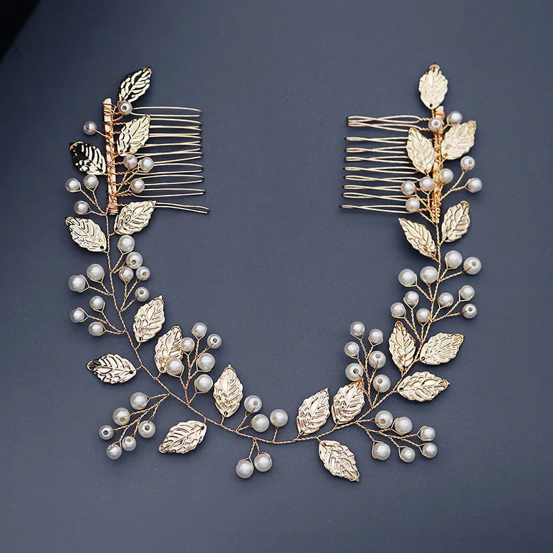 Bridal Leaf Hair Comb Women Hair Pins Bride Headpiece