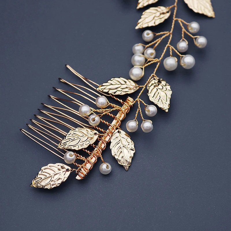 Bridal Leaf Hair Comb Women Hair Pins Bride Headpiece