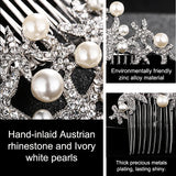 Starfish Bridal Hair Comb Crystal Jewelry Silver Plated Hair Accessories