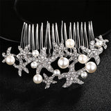 Starfish Bridal Hair Comb Crystal Jewelry Silver Plated Hair Accessories