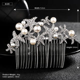 Starfish Bridal Hair Comb Crystal Jewelry Silver Plated Hair Accessories