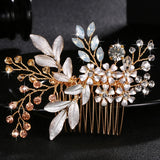 Bridal Crystal Pearls Hair Combs - Wedding Head Accessories