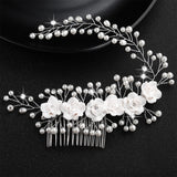 Bridal Crystal Pearls Hair Combs - Wedding Head Accessories