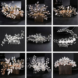 Bridal Crystal Pearls Hair Combs - Wedding Head Accessories
