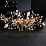Bridal Crystal Pearls Hair Combs - Wedding Head Accessories