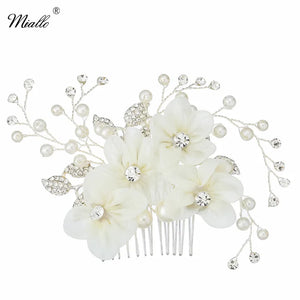 Ivory Flower Pearl Bridal Hair Comb Wedding Accessories