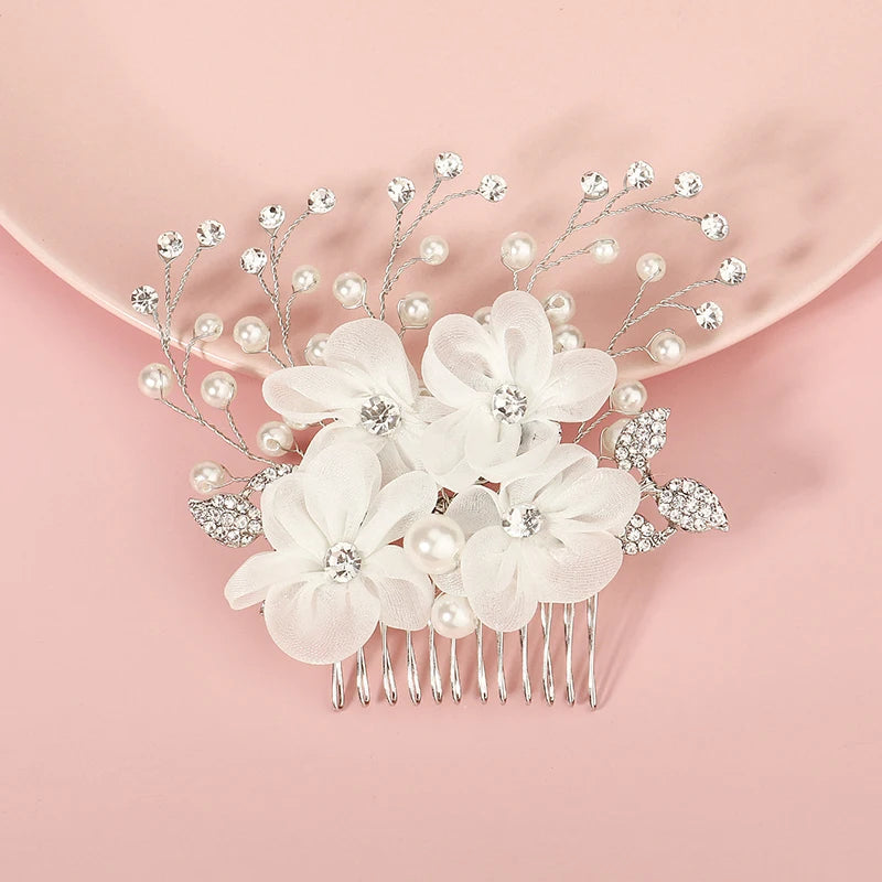 Ivory Flower Pearl Bridal Hair Comb Wedding Accessories