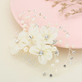 Ivory Flower Pearl Bridal Hair Comb Wedding Accessories