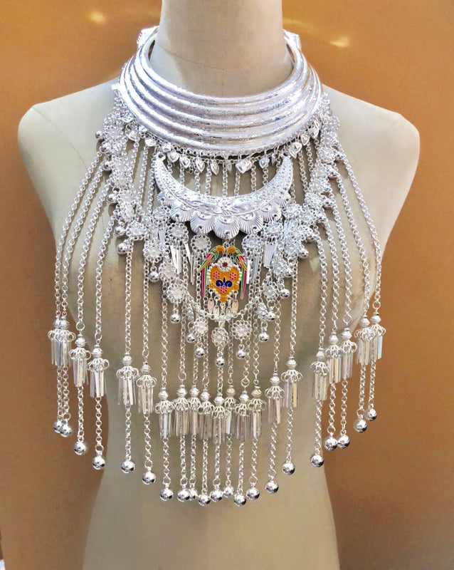 Miao Nationality 5 Layer Collar Flower Necklace