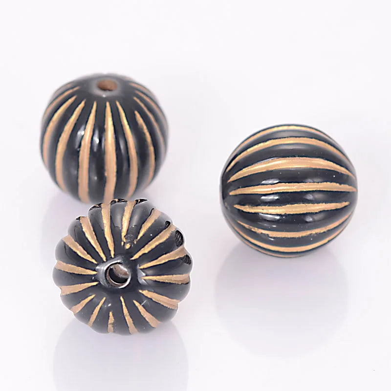 Miasol 100 Pcs 12 MM Acrylic Stripe Round Spacers Beads
