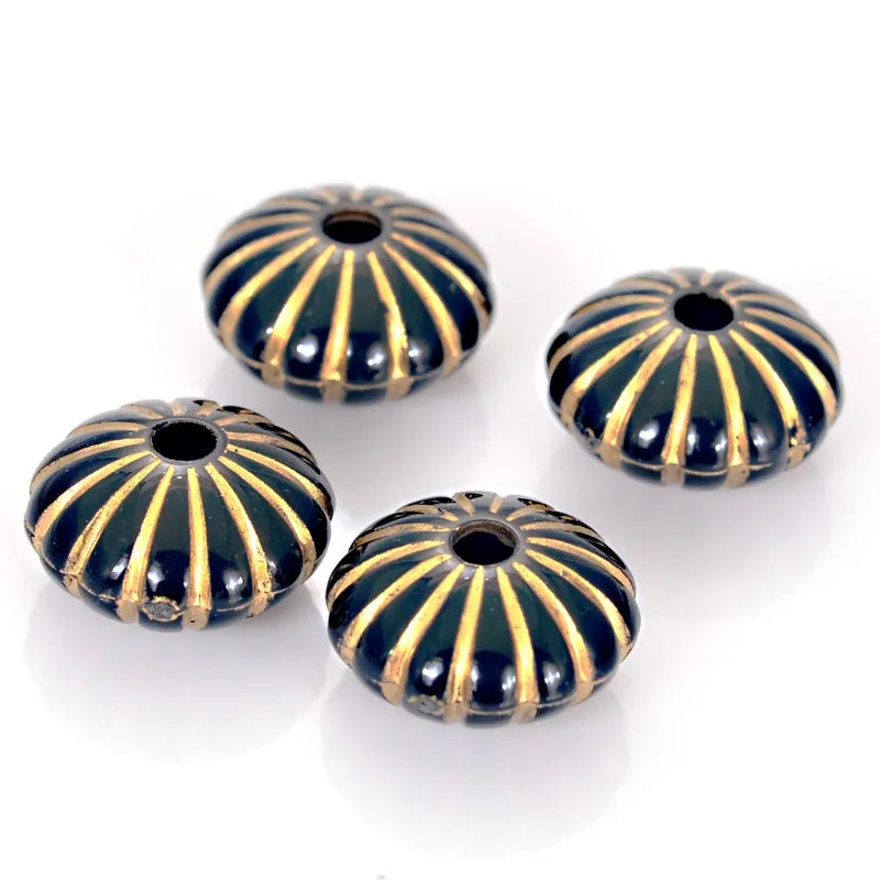 Miasol 100 Pcs Acrylic Stripe Disc Shape Beads for DIY Bracelet Making