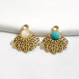 Feather Charms with Natural Stone for DIY Bracelets - Golden Plating