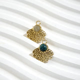 Feather Charms with Natural Stone for DIY Bracelets - Golden Plating