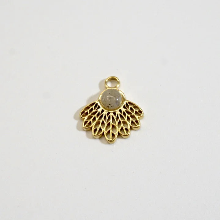 Feather Charms with Natural Stone for DIY Bracelets - Golden Plating