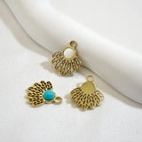 Feather Charms with Natural Stone for DIY Bracelets - Golden Plating