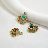 Feather Charms with Natural Stone for DIY Bracelets - Golden Plating