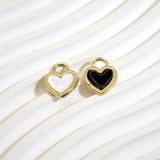 2 Pcs Enamel Golden Plating Striped Heart Charms Pendants 15x20MM