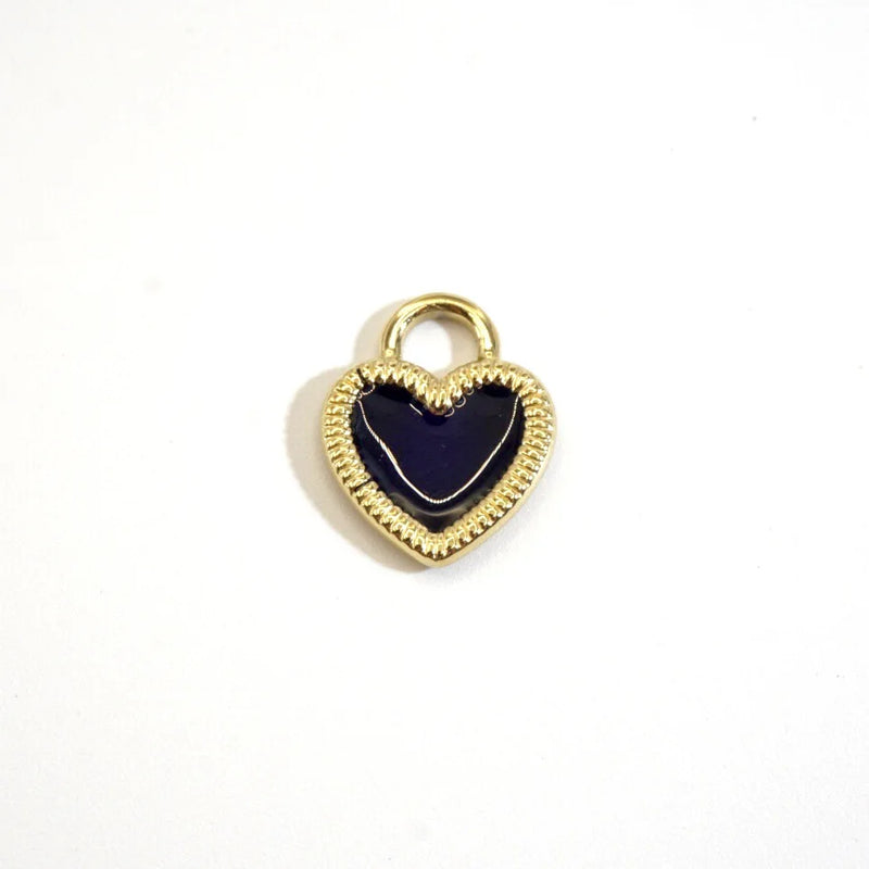2 Pcs Enamel Golden Plating Striped Heart Charms Pendants 15x20MM