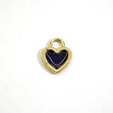 2 Pcs Enamel Golden Plating Striped Heart Charms Pendants 15x20MM
