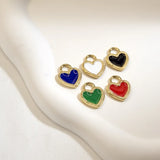 2 Pcs Enamel Golden Plating Striped Heart Charms Pendants 15x20MM