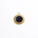 2 Pcs Gold-Plated Sun Pendant Charms with Stone