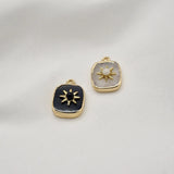 Miasol 2Pcs 12x18MM Stone Golden Star Rectangle Pendant Charms DIY Jewelry
