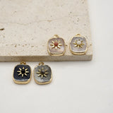Miasol 2Pcs 12x18MM Stone Golden Star Rectangle Pendant Charms DIY Jewelry