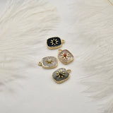 Miasol 2Pcs 12x18MM Stone Golden Star Rectangle Pendant Charms DIY Jewelry