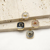 Miasol 2Pcs 12x18MM Stone Golden Star Rectangle Pendant Charms DIY Jewelry