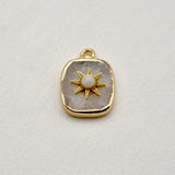 Miasol 2Pcs 12x18MM Stone Golden Star Rectangle Pendant Charms DIY Jewelry