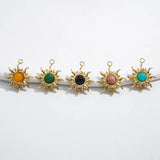 Miasol 2Pcs Sun Charms With Natural Stone Diy Jewelry