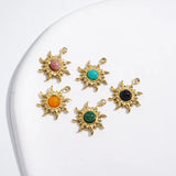 Miasol 2Pcs Sun Charms With Natural Stone Diy Jewelry