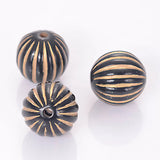 Miasol 40 Pcs 16mm Fluted Acrylic Stripe Round Antique Beads