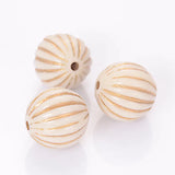Miasol 40 Pcs 16mm Fluted Acrylic Stripe Round Antique Beads