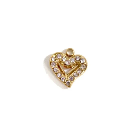 Miasol 5 Pcs 9MM Golden Plating Heart Charms for DIY Jewelry Making