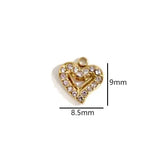 Miasol 5 Pcs 9MM Golden Plating Heart Charms for DIY Jewelry Making
