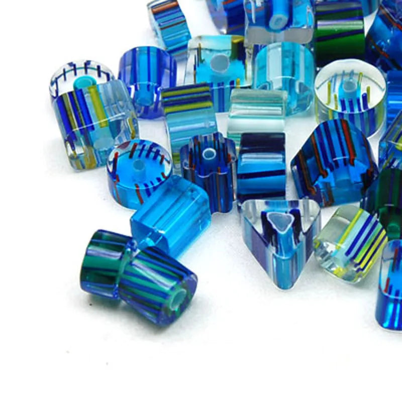 Miasol 50g Glass Stripe Lampwork Spacers Beads - 5 Colors DIY Jewelry Making