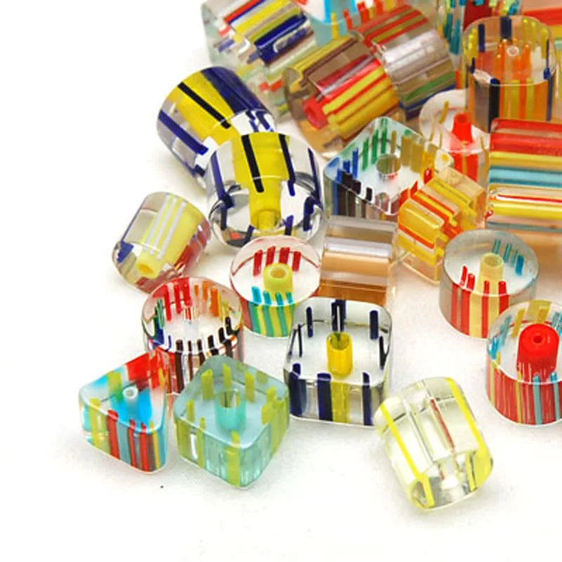 Miasol 50g Glass Stripe Lampwork Spacers Beads - 5 Colors DIY Jewelry Making
