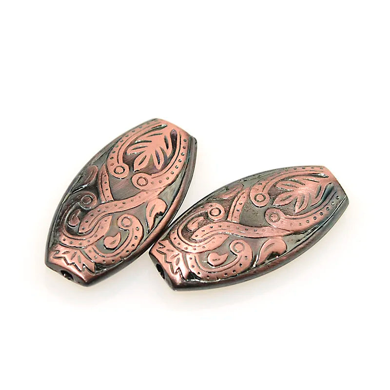 Miasol 50 Pcs Fluted Corrugated Acrylic Oval Beads for DIY Jewelry Making